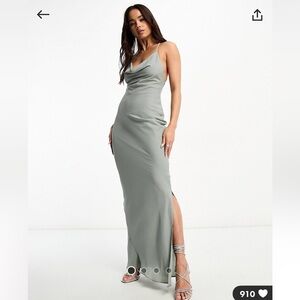 Sage green dress with slit